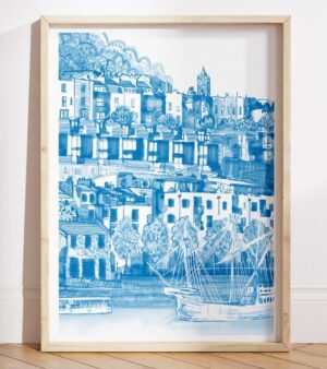 A3 Giclee Print Unframed - Bristol Rainbow Houses (Blue) BRAB23