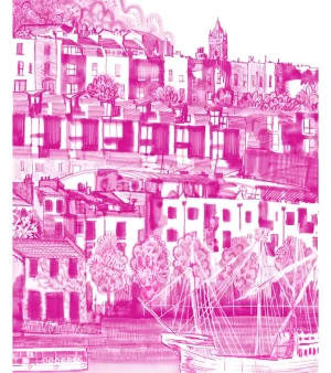 A3 Giclee Print Unframed - Bristol Rainbow Houses (Blue) BRAP23