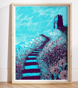 A3 Giclee Print - Glastonbury Tor (Aubergine) GTAP24