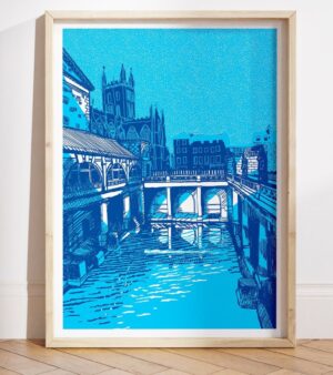 A4 Giclee Print - Roman Baths Blue (Bath) RBAP23