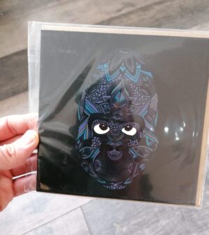 Square Greeting Card - Gorilla(Grey & Black Leafy Design)