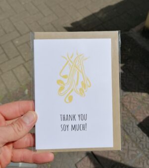 A6 Linocut Greeting Card - "Thank You Soy Much!" (C-C029)