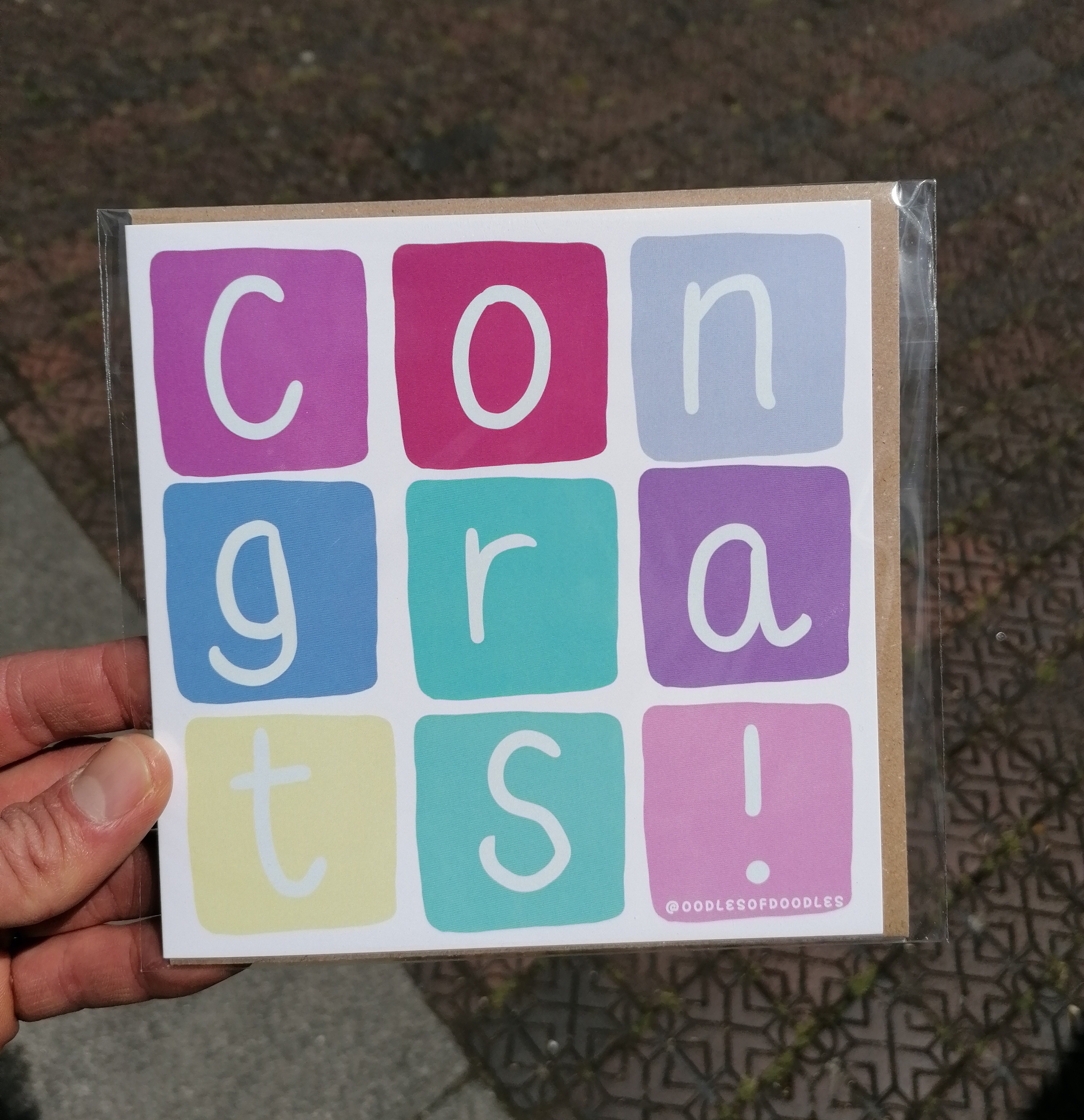 Square Greeting Card - Congrats (Colourful Pastel Squares)