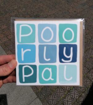 Square Greeting Card - Poorly Pal (Blue Squares)