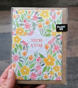 Plantable Greeting Card - You're A Star (Yellow Floral Design)