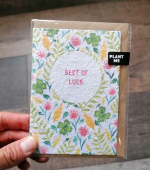 Plantable Greeting Card - Best Of Luck (Four-Leaf Clover Design)