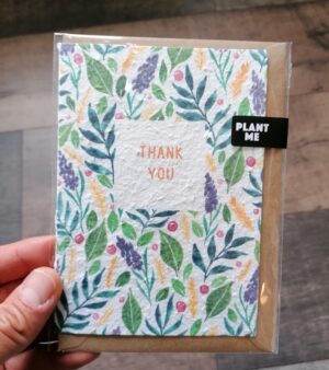 A6 Plantable Greeting Card - Thank You (With Purple Flowers and Red Berries)
