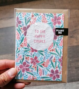 Plantable Greeting Card - To The Happy Couple (Dark Red Flower Design)