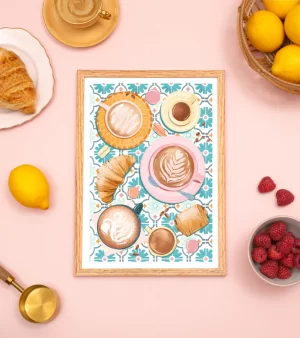 Original Unframed A4 Print - Coffee And Pastries