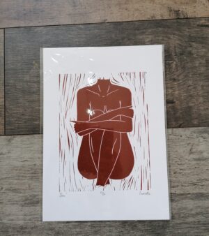 Original Limited edition A4 Lino Print - "Bare" (Brown Ink)