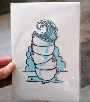 Small Lino Print - Storm in a Teacup (15cm x 21.5cm)