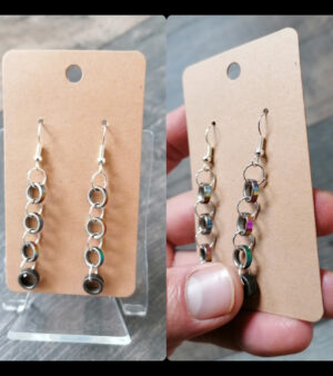 Bike Chain Earrings - Chain (4 Loops) Sterling Silver Hooks