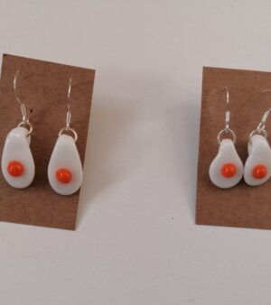 Dangly Glass Earrings - Fried Eggs