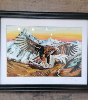 Framed Limited Edition Giclee Print - Golden Eagle (Black Frame 35.5cm x 45.5cm)