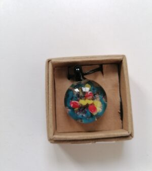 Handmade Glass Pendant (Blue, Red Yellow Colours)