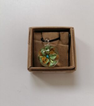 Handmade Glass Pendant (Light Green and Light Brown Colours)