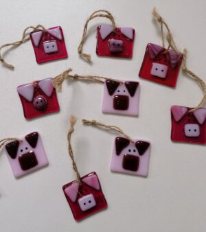Handmade Glass Decorations - Pigs (Various Sizes and Designs)