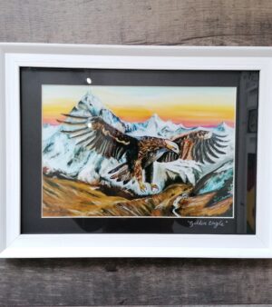 Framed Open Edition Print - Golden Eagle (White Frame 33.5cm x 25cm)