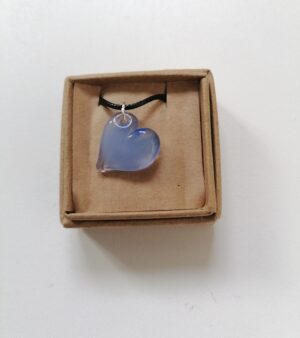 Handmade Glass Necklace - Light Blue Coloured Heart