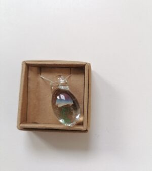Handmade Glass Necklace with Sterling Silver Chain - Colourful Jellyfish In Glass Pendant (Purple And Green)