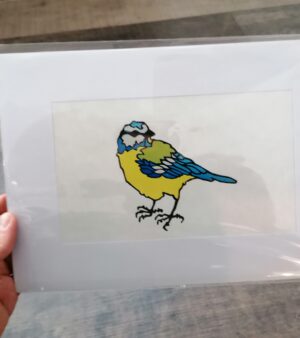 A4 Mounted Lino Print - Blue Tit