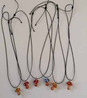 Handmade Glass Necklace - Colourful Mushroom (Various Colours)