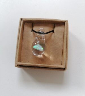 Handmade Glass Necklace with With Opal Inside (White Iridescent Colour)