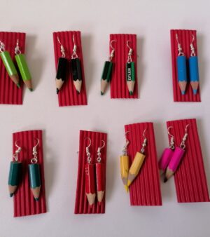 Dangly Earrings Made With Recycled Colour Pencils (Various Colours)