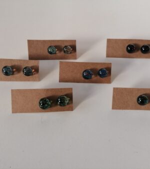 Round Glass Stud Earrings (Various Colours)