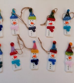Handmade Glass Decorations - Tall Snowman (Various Sizes and Designs)
