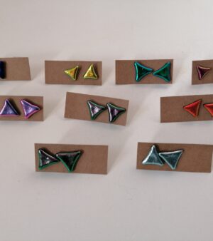 Triangular Glass Stud Earrings (Various Colours)