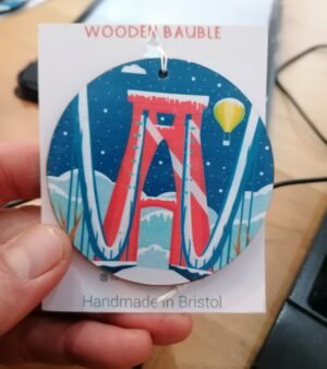 Original Wooden Christmas Ornament - Clifton Suspension Bridge With Balloon (ABB073)