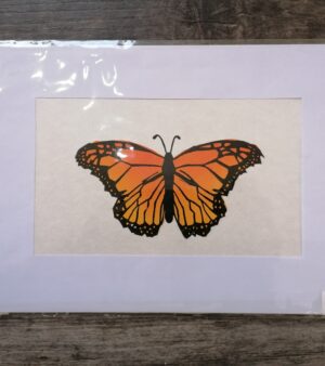 A4 Original Mounted Lino Print - Monarch Butterfly