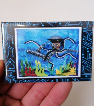 Original Robot Themed Fridge Magnet - Octobot Attack!