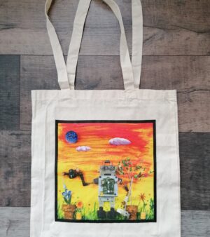 Original Robot Themed Tote Bag - Gardening Bot
