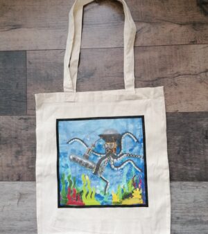 Original Robot Themed Tote Bag - Octobot Attack! (Octopus Robot)