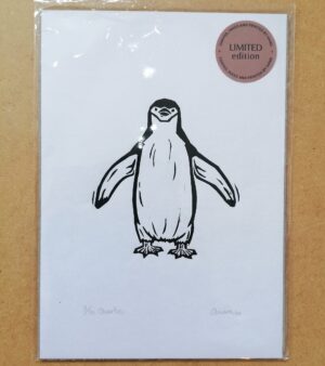 Limited Edition A5 Lino Print - "Charlie" The Chinstrap Penguin (C-P032B)