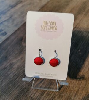 Handmade Fabric Leverback Hoop Earrings - (2 Shades of Red)