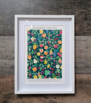 Framed A4 Print - Summer Fruits (Teal Colour AP009F)