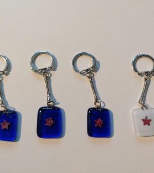 Small Handmade Glass Keyring With Star Shape Inside (Various Colours)
