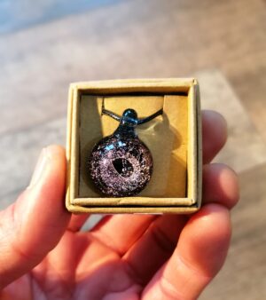 Handmade Glass Pendant (Black/Pink Specks)