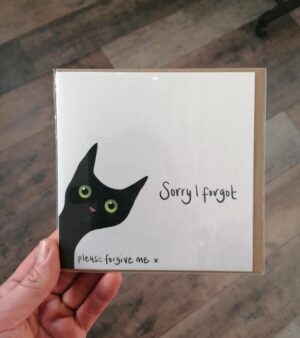 Square Greeting Card - Sorry I Forgot. Please Forgive Me (Black Cat) 124.104