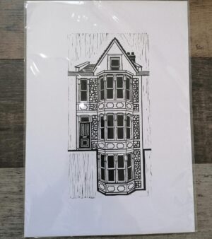 Original Limited Edition A3 Lino Print - "Clara" House (Black Ink)