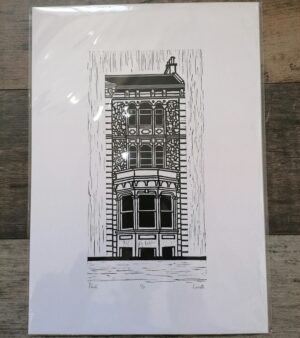 Original Limited Edition A3 Lino Print - "Rhoda" House (Black Ink)
