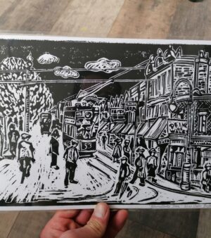 Original A4 Lino Print - Gloucester Road Tram