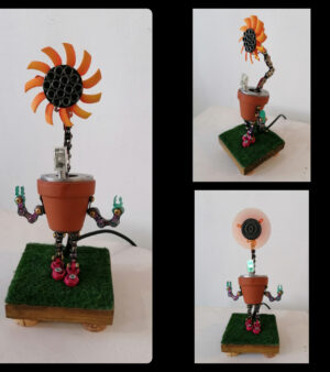 Original Light-Up Robot Sculpture - Sunflower Bot (USB Powered)