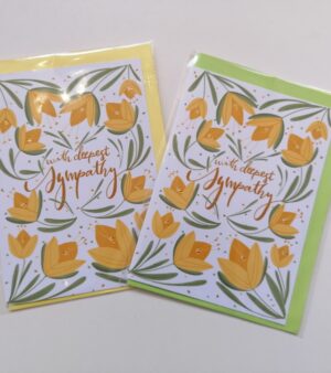 A6 Greeting Card - With Deepest Sympathy (w/Gold Coloured Flowers) - ABB143