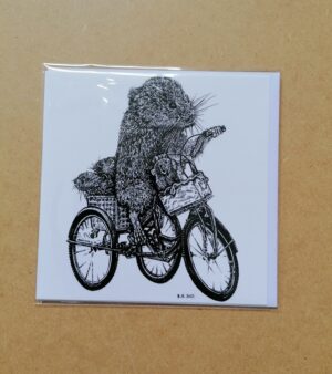 Square Greeting Card - "Young Tricycle Vole Tries To Steer" (12.5cm x 12.5cm)