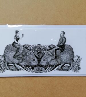 21cm x 10cm Greeting Card - "Victorian Voles Introducing Their Humans"