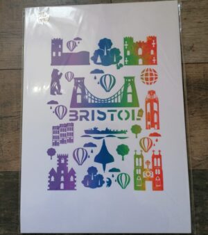 A3 Print - Rainbow Bristol Landmarks - ABB126B (on White Paper)